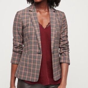 Express Plaid One Button Blazer